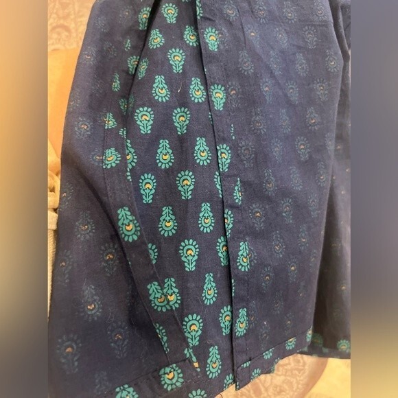 Sabhyata Dress Sleeveless Blue and Green Print Women's Sz L India Dress NEW - Picture 3 of 12